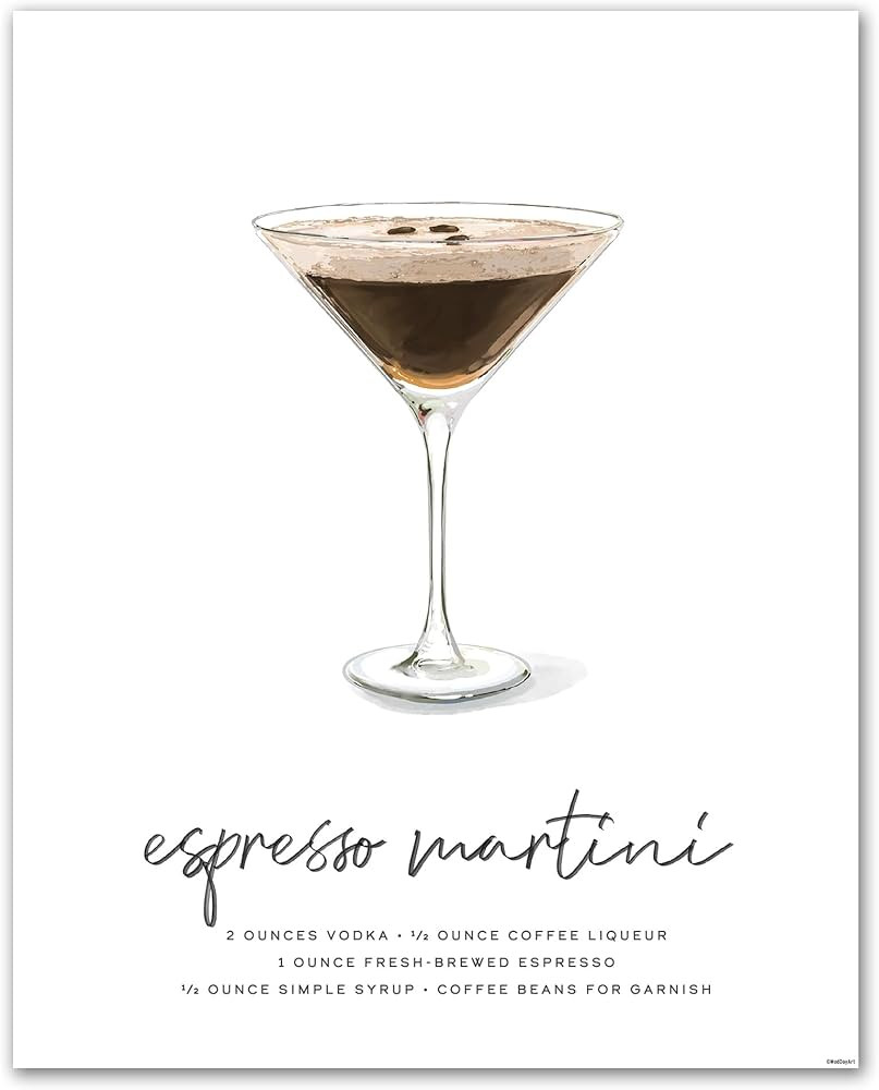 Espresso Martini Wall Art | 8x10 Unframed Coffee Cocktail Print | Poster for Home Bar, Kitchen, D... | Amazon (US)