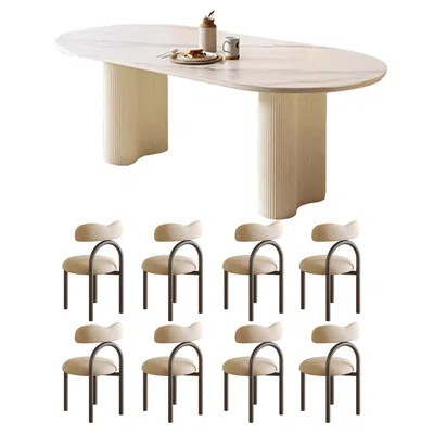 Cream-style oval dining table and chairs | Wayfair North America