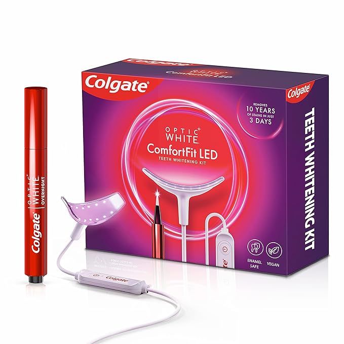 Colgate Optic White ComfortFit Teeth Whitening Kit with LED Light and Whitening Pen, Enamel Safe,... | Amazon (US)