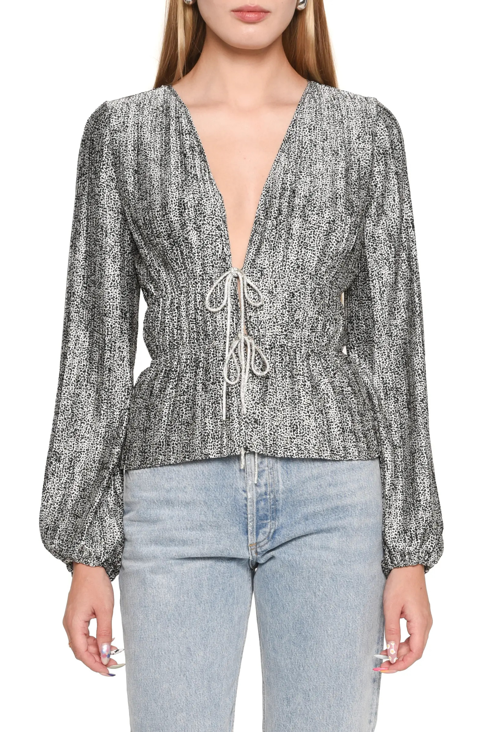 Payton Plunge Neck Plissé Top | Nordstrom