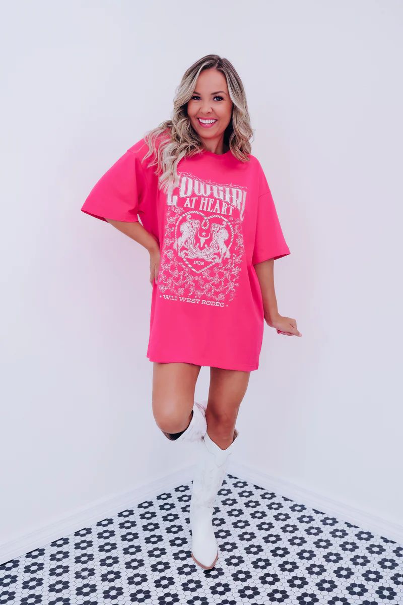 Cowgirl At Heart Graphic Tee - Pink | Whiskey Darling Boutique