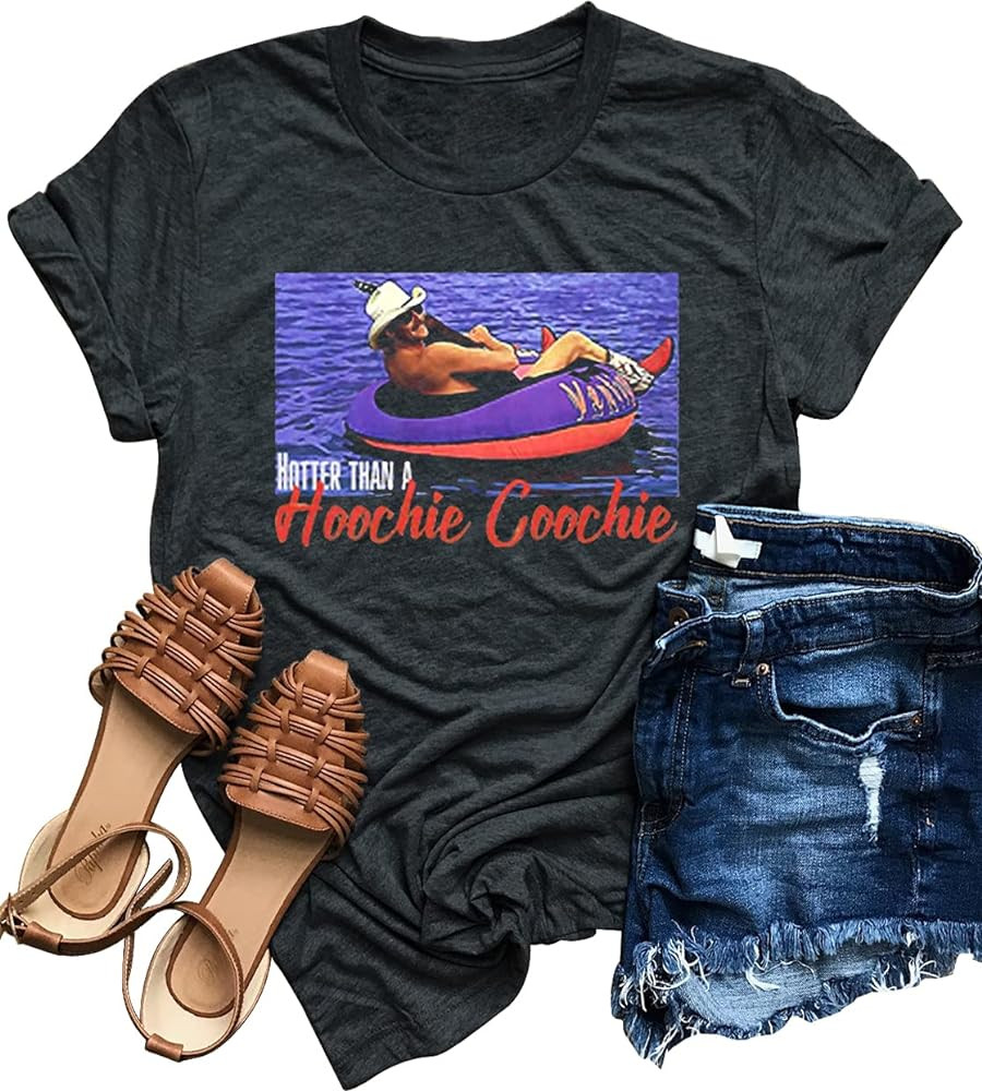 Hotter Than a Hoochie Coochie Shirt Country Music Funny T-Shirt Tops for Women Vintage Graphic Sh... | Amazon (US)
