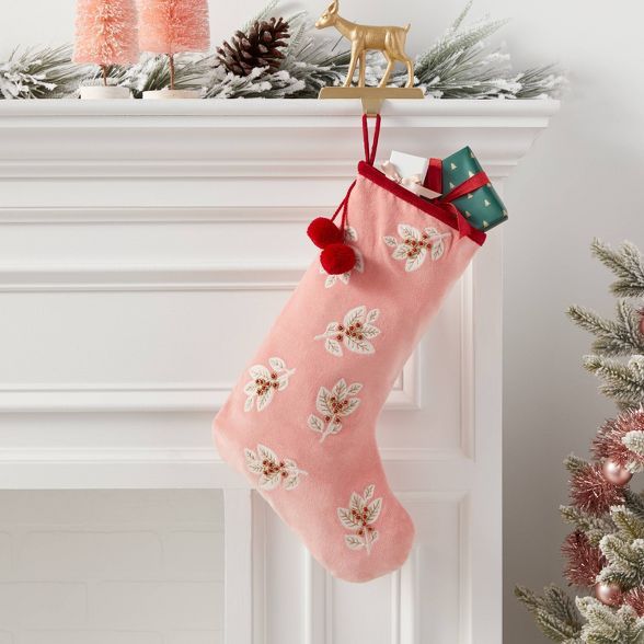 8" x 0.35" Christmas Cotton Stocking Pink - Opalhouse™ | Target