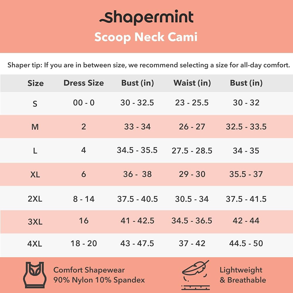 Shapermint Scoop Neck Compression Cami - Tummy and Waist Control Body Shapewear Camisole | Amazon (US)