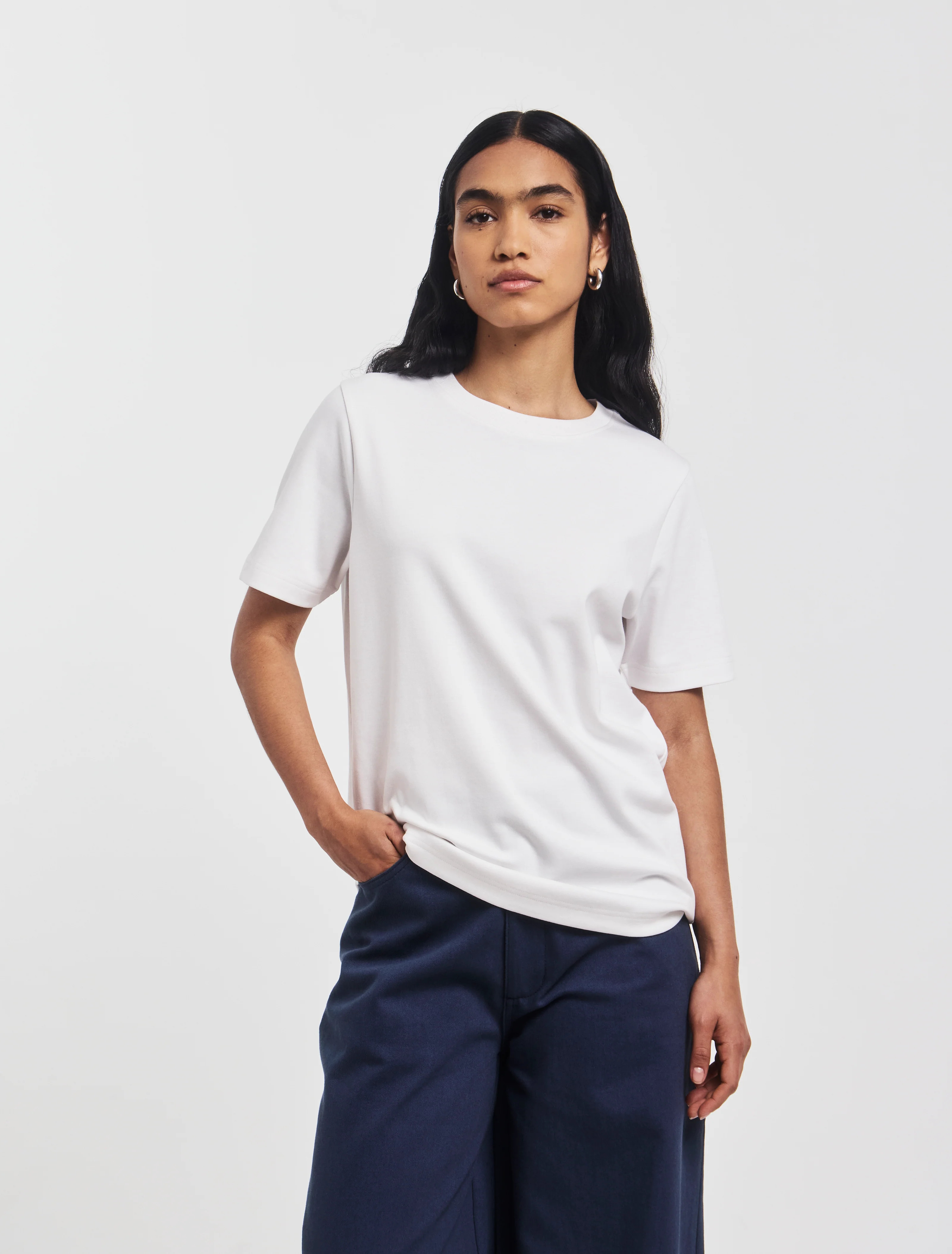 Compact Cotton Oversized T-Shirt in White | NinetyPercent