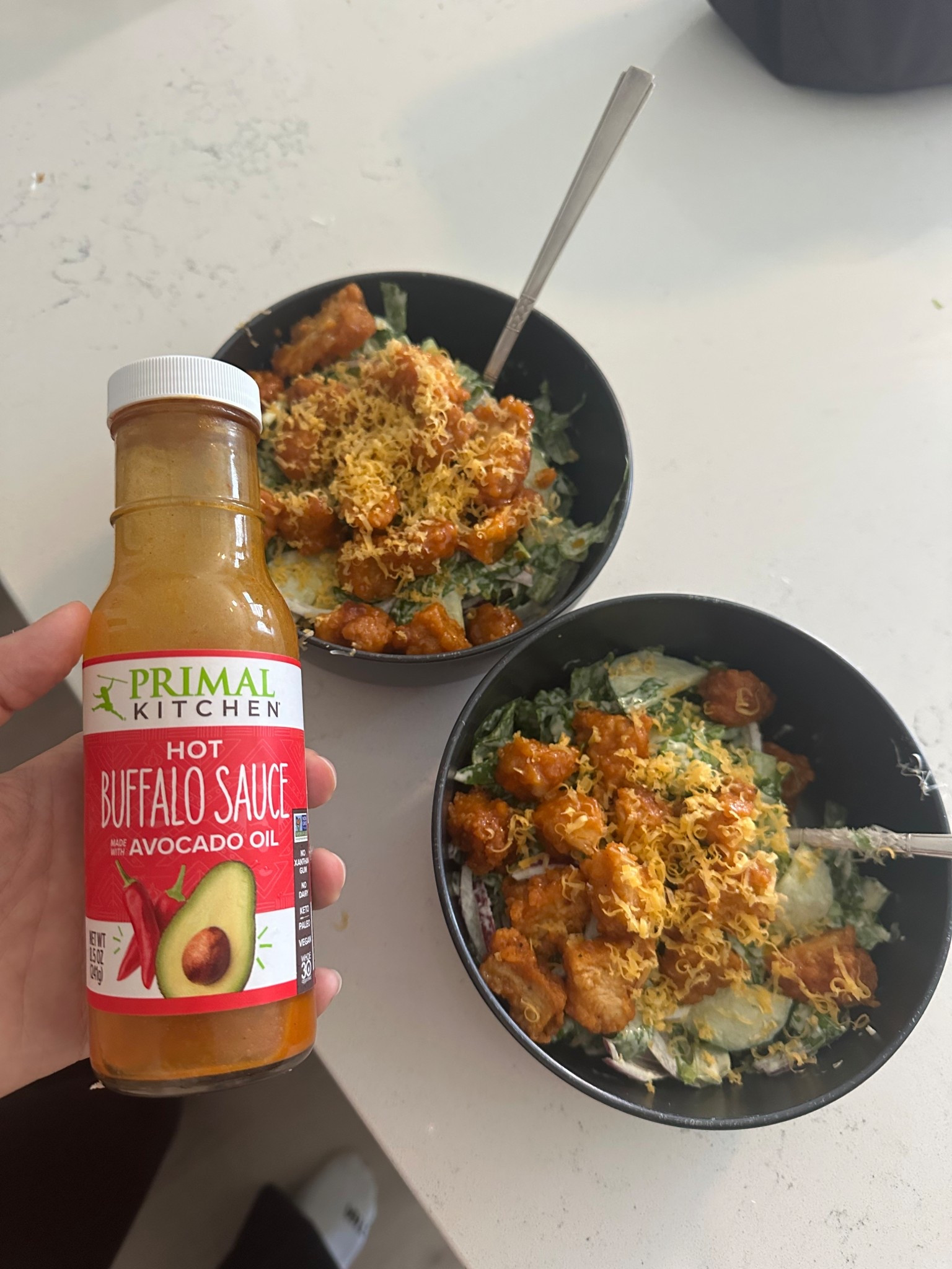 Hot honey buffalo chicken caesar salads!! Used my favorite primal kitchen buffalo sauce and of course mikes hot honey!!

#LTKGiftGuide #LTKFindsUnder100 #LTKfoodie