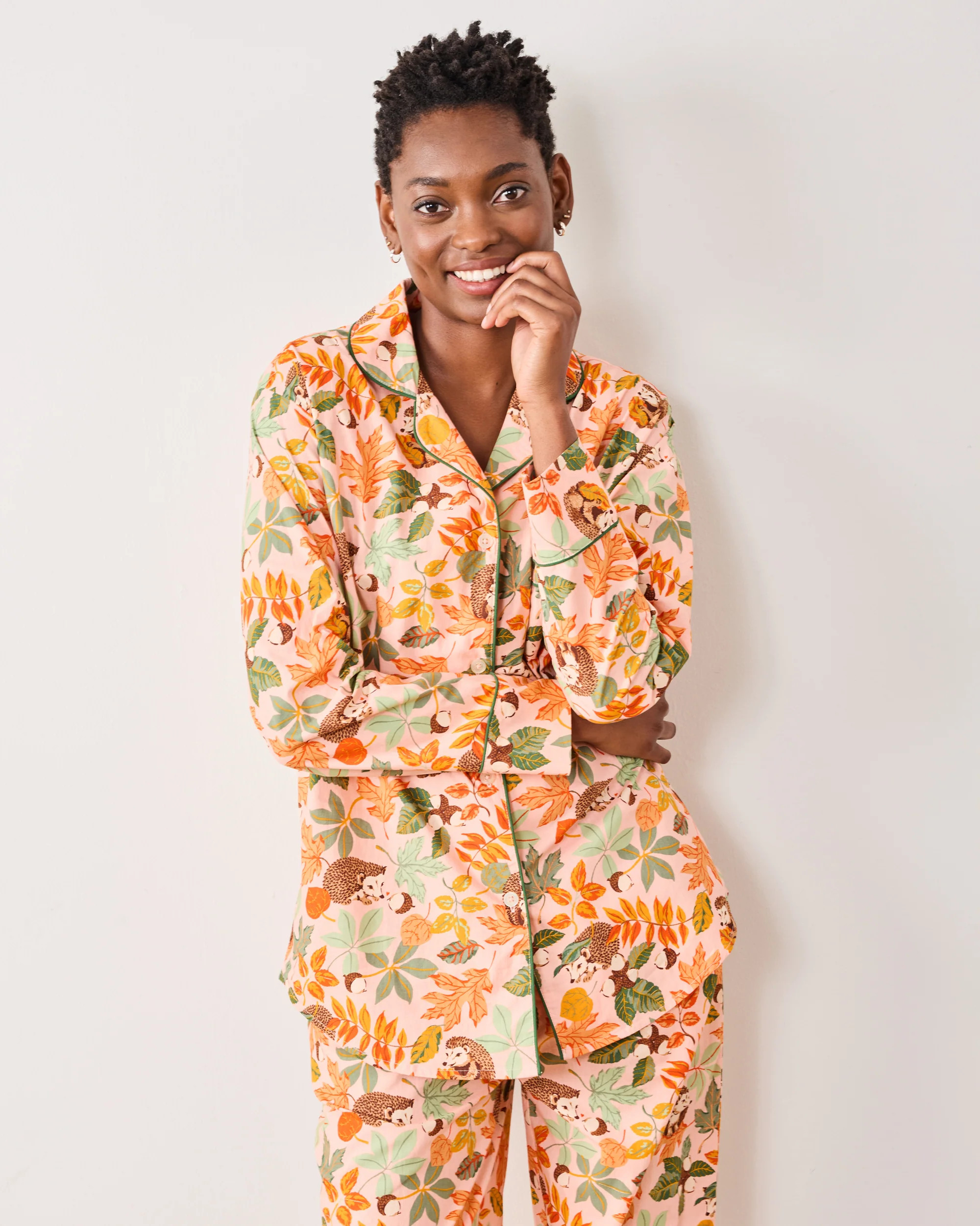 Hedgehog Forest - Long PJ Set - Peach Leaf | Printfresh