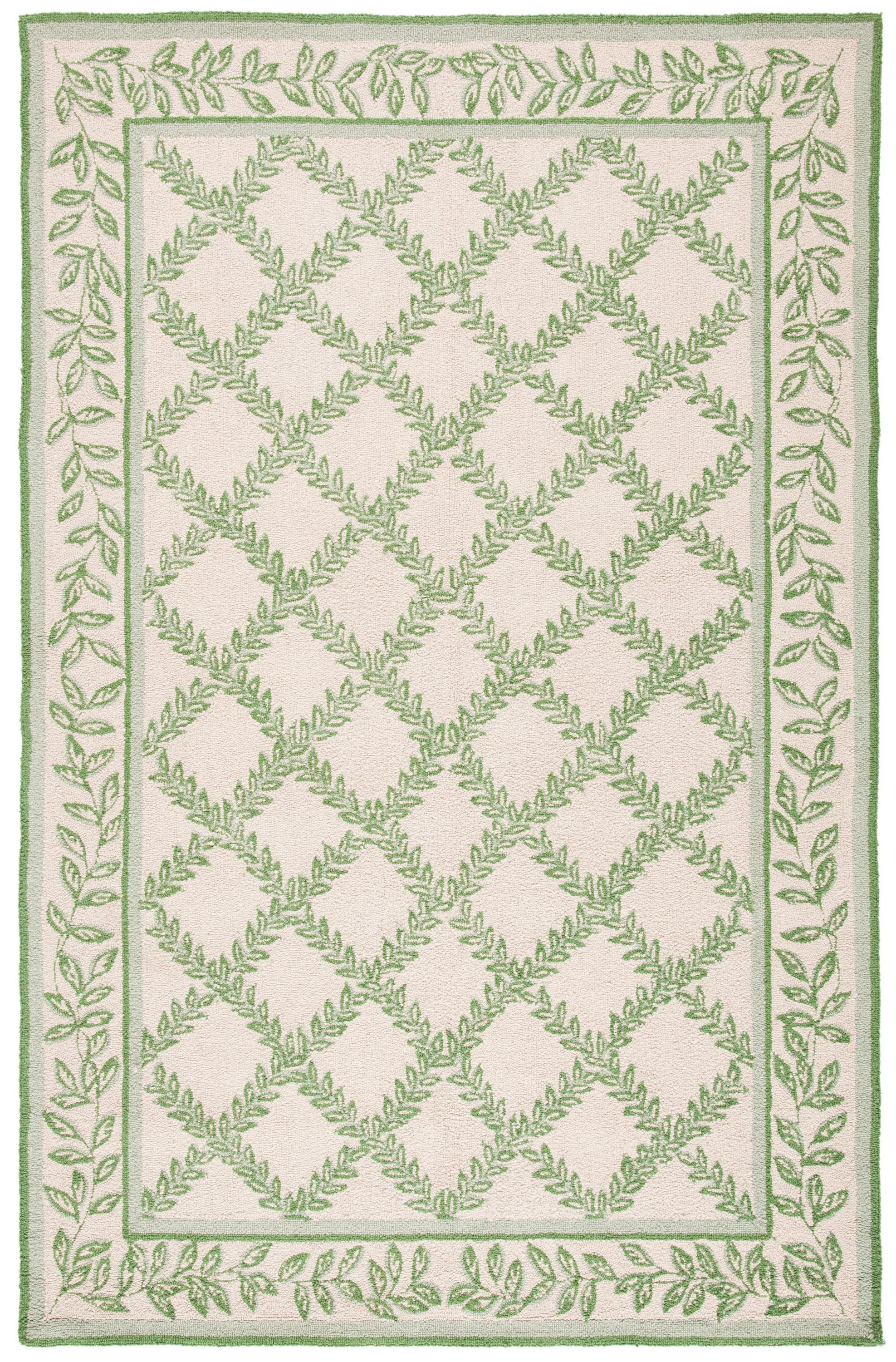 Safavieh Chelsea Lattice 9 x 12 (ft) Hooked Wool Ivory/Light Green Rectangular Indoor Trellis Area rug | HK230B-9 | Lowe's