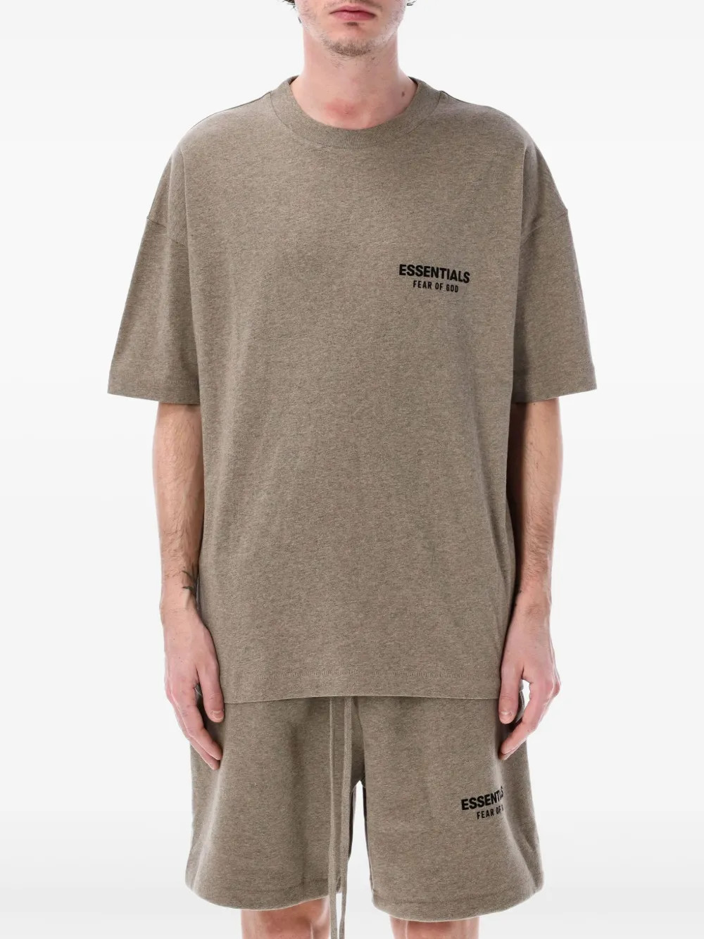 FEAR OF GOD ESSENTIALS Essentials logo-print Oversized T-shirt | Brown | FARFETCH | Farfetch Global