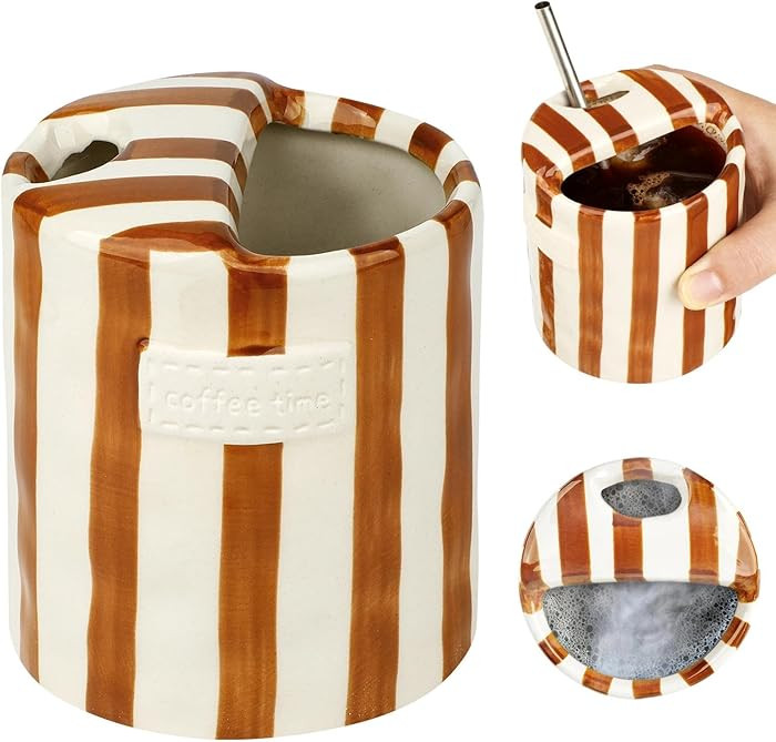 Novelty Ceramic Coffee Mug Designed to Look Like a Gift Box, 10oz Retro Hand-Painted Ceramic Trav... | Amazon (US)