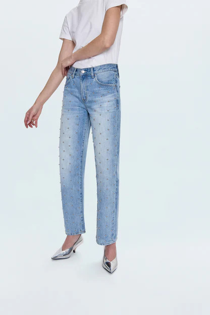 Lexi Mid Rise Bowed Straight Jean - Aries | Pistola Denim