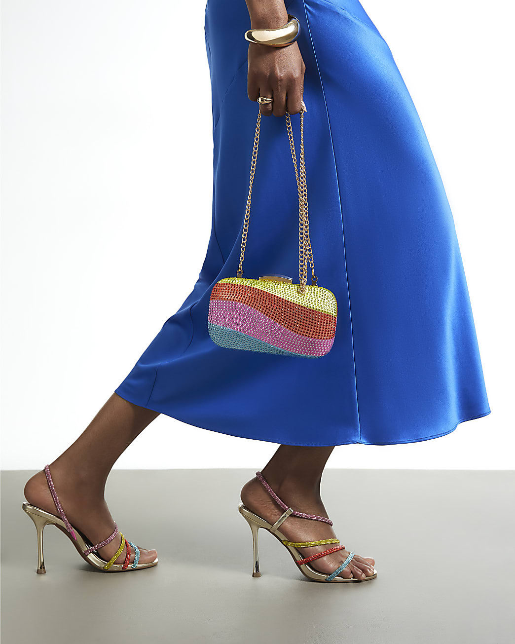 Purple Diamante Rainbow Swirl Hard Clutch Bag | River Island UK & IE