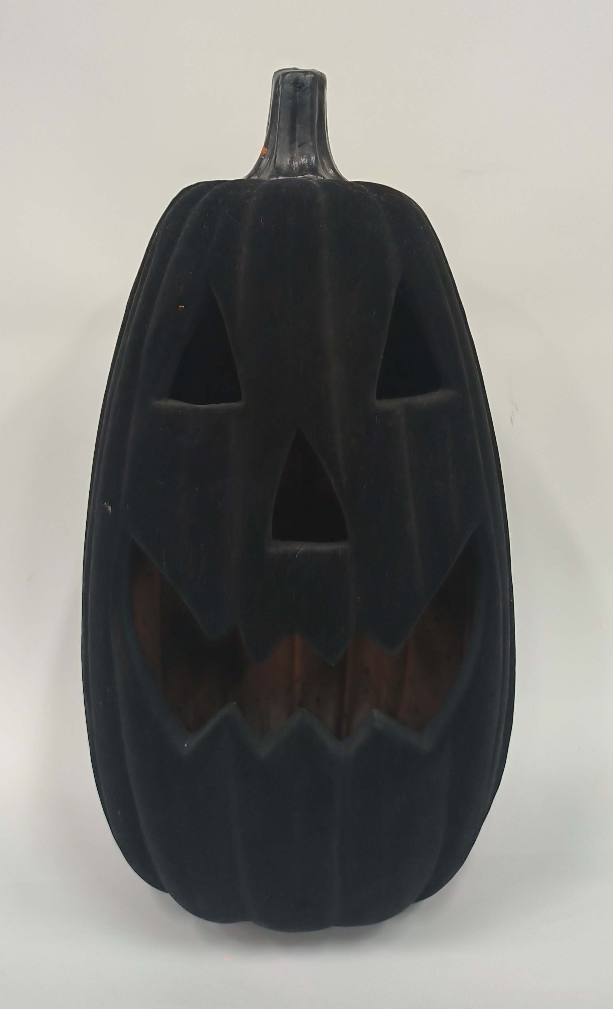 Halloween Black Flocked Light-Up Jack-o'-Lantern Decor, 22 in, by Way To Celebrate | Walmart (US)