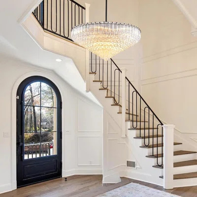 30" Modern Dining Room Chandeliers, 13-light Clear Crystal Chandeliers, Dimmable Blown Glass Chandelier For Living Room, Round Large Chandelier For Hi | Wayfair North America