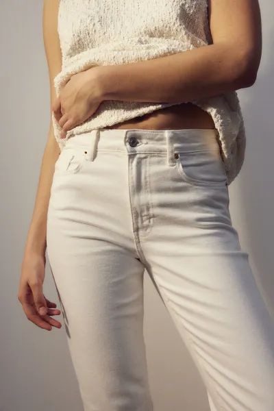 Slim Straight High Ankle Jeans - White - Ladies | H&M US | H&M (US + CA)