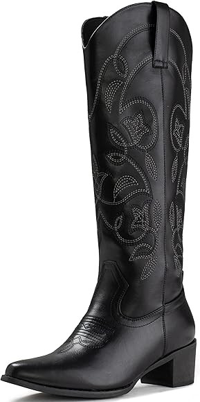 IUV Cowboy Boots For Women Pointy Toe Women's Western Boots Cowgirl Knee High Boots | Amazon (US)