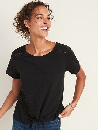 Relaxed Slub-Knit Tie-Hem Top for Women | Old Navy (US)