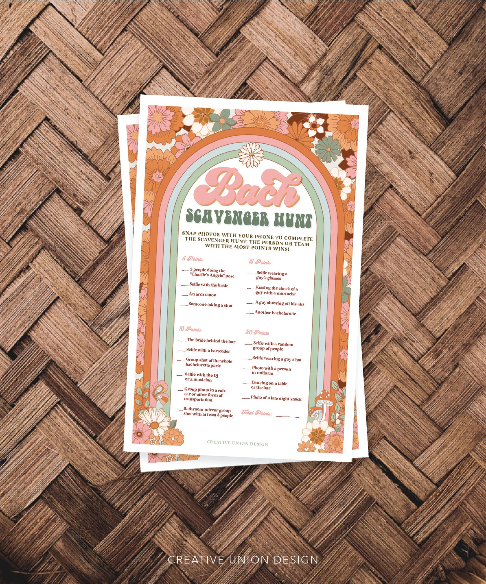 Retro Bachelorette Scavenger Photo Hunt Game With Groovy Rainbow Theme - Etsy | Etsy (US)