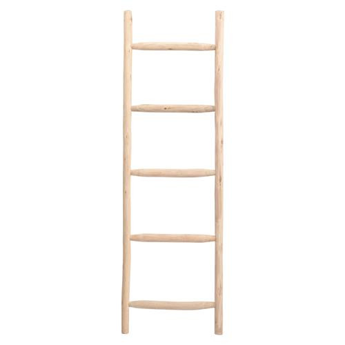 Karina Coastal Beach Natural Mango Wood Ladder Shelf | Kathy Kuo Home