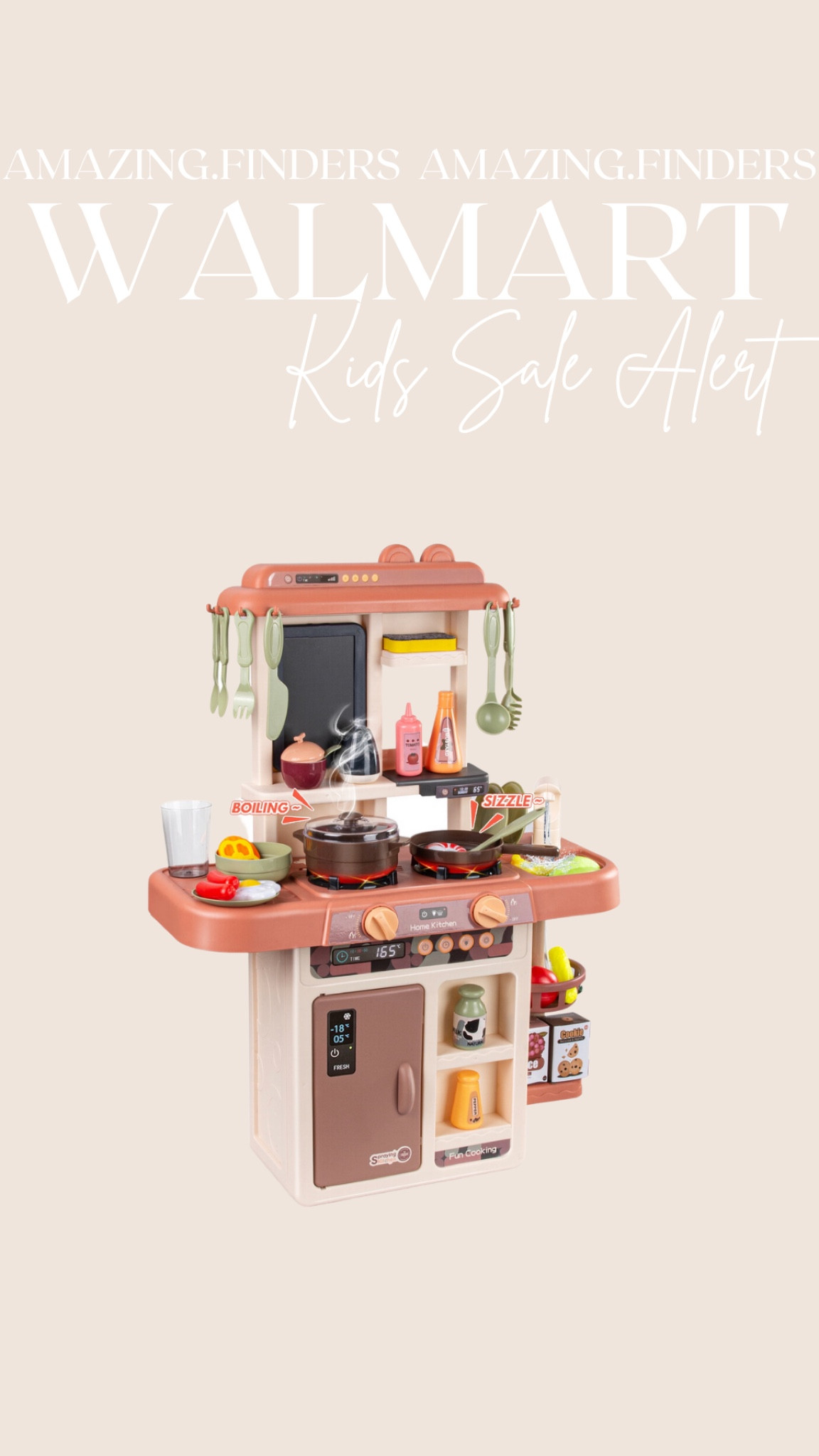 Wisairt Play Kitchen Set for Kids, Kids Play Kitchen with Realistic Lights and Sounds, Simulation of Spray, 42Pcs Toy Kitchen Set for Toddlers Girls Boys Gift - Small (Orange Red)

#LTKsalealert #LTKFind #LTKkids