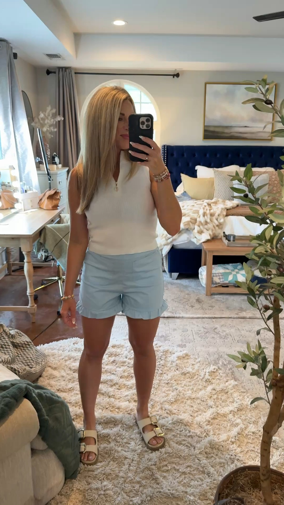 Another cute casual outfit that’s a bit more elevated with these structured ruffle shorts. Cute coastal outfit inspo, spring outfits 2026 

#LTKgrwm #LTKU #LTKootd