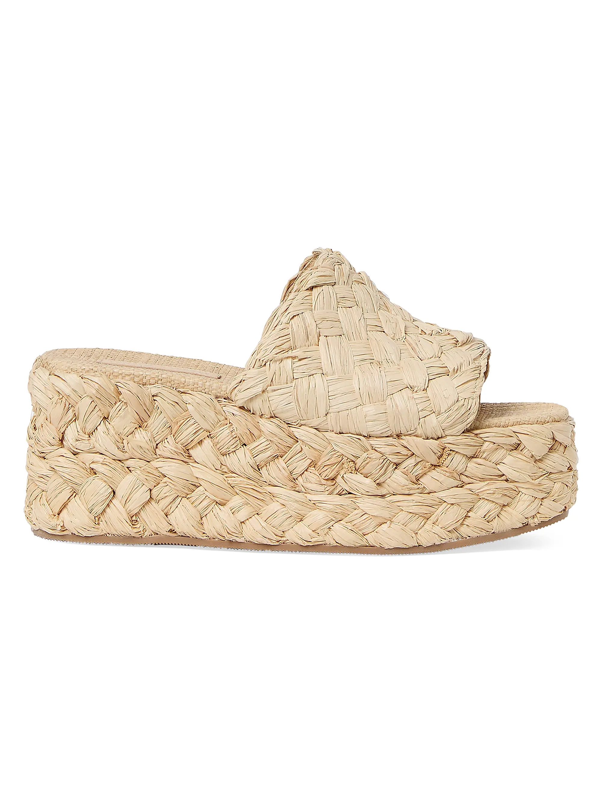 Aaron 80MM Raffia Platform Mules | Saks Fifth Avenue