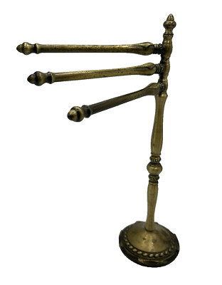 Amerock Carriage House Style 12" Brass Pedestal 3 Arm Towel Wash Cloth Rack Vtg  | eBay | eBay US