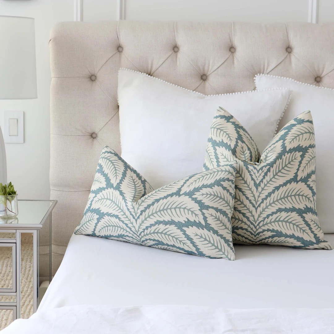 Floral Fern Decorative Throw Pillow Cover for Bed Brunschwig - Etsy | Etsy (US)