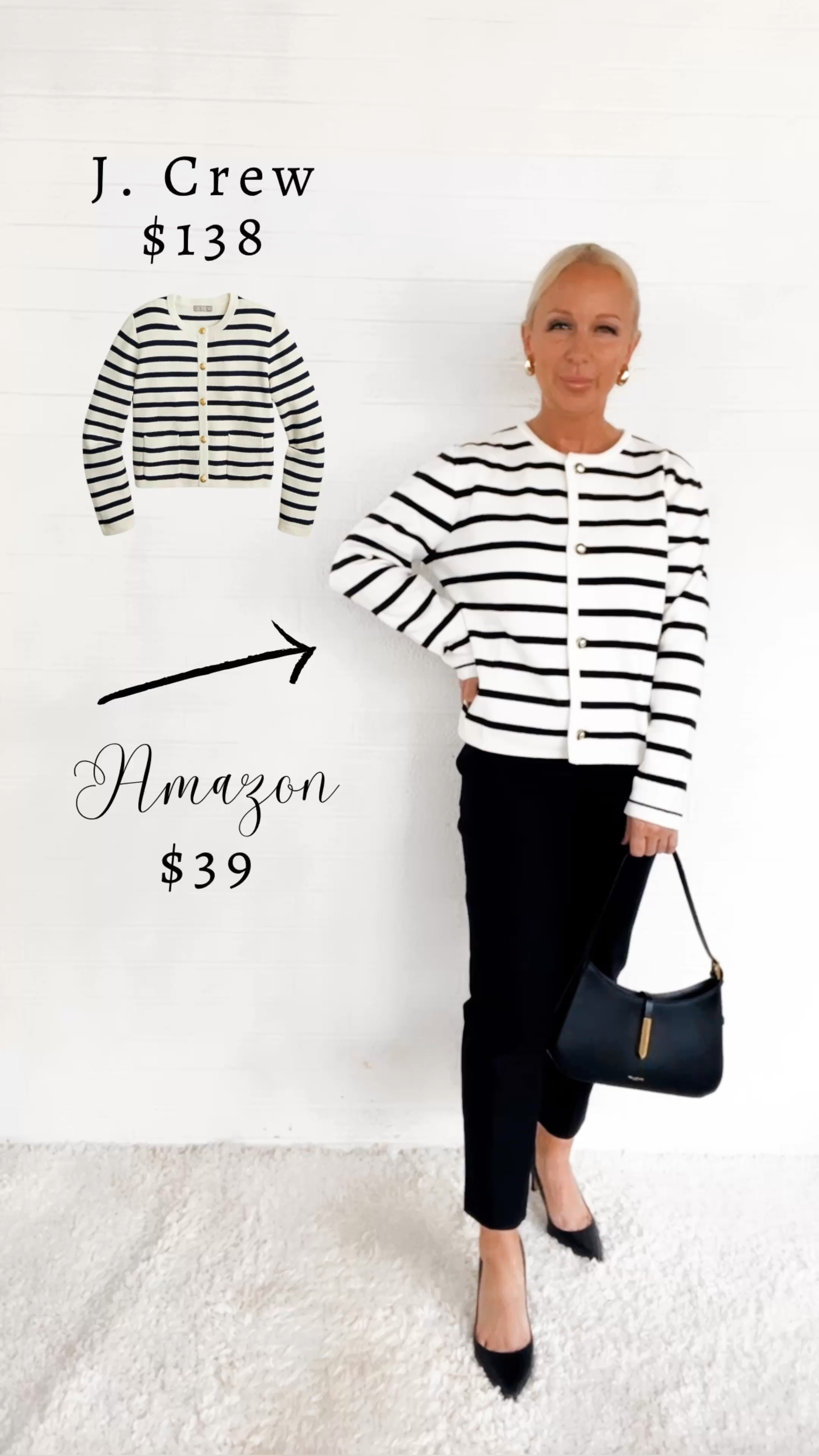 Black and white striped cardigan clearance sweater