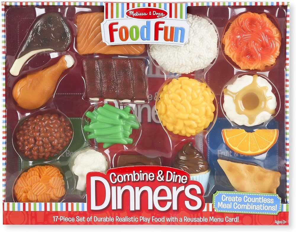 Melissa & Doug Food Fun Combine & Dine Dinners - Red - Realistic Play Food For Kids Kitchen, Pret... | Amazon (US)