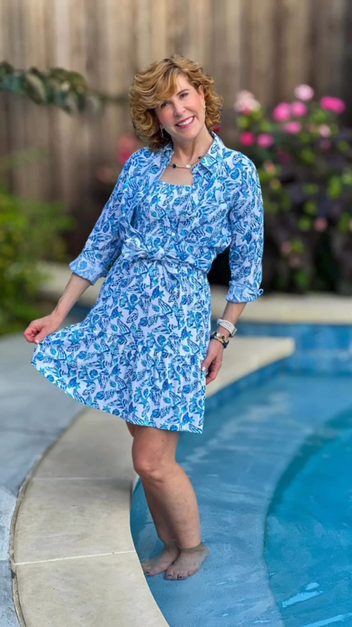 This seashell dress and matching linen short are perfect if you’re looking for the ideal summer dress to take on your next beach vacation.

Wear them together or separately- pairing the shirt with white jeans.

I added blue and white jewelry to finish off my look.

#LTKFindsUnder100 #LTKTravel #LTKVideo