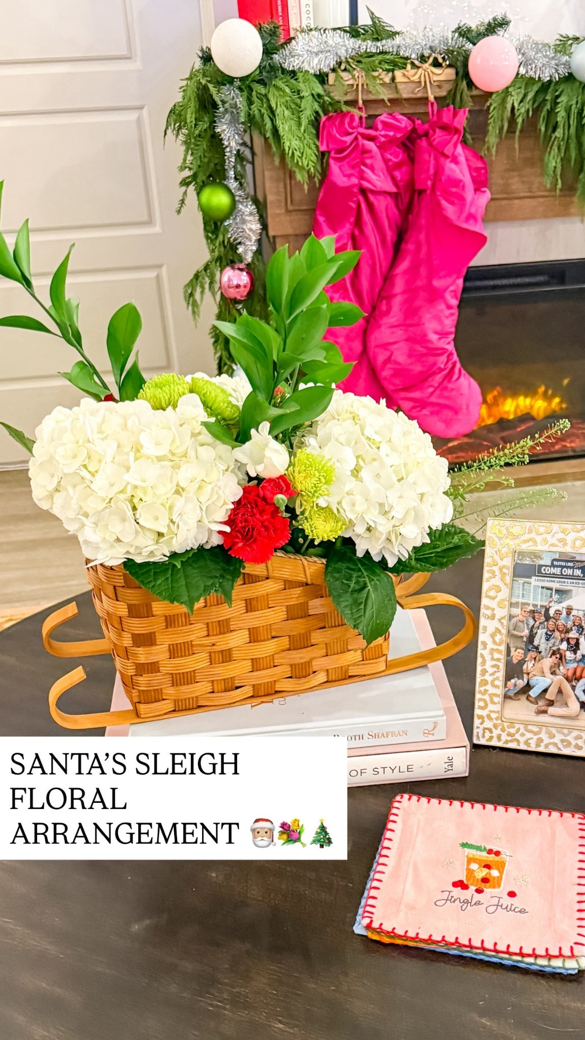 Links to the cute basket & supplies for the Santa’s sleigh floral arrangement 

I personally used 1 small pre-arranged floral arrangement, 1 bouquet of hydrangeas and then 1 bunch of stems as filler! 

#LTKSeasonal #LTKHoliday #LTKHome