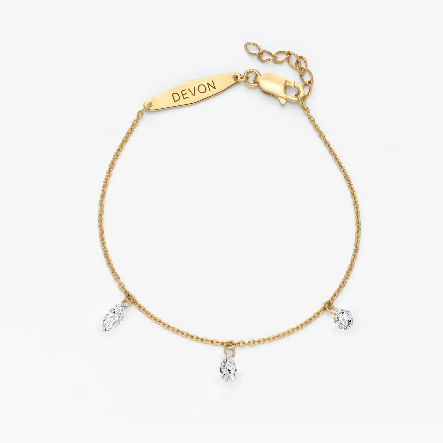 Personalized Capri Floating Diamond Bracelet - Gold Vermeil | Oak & Luna (US)