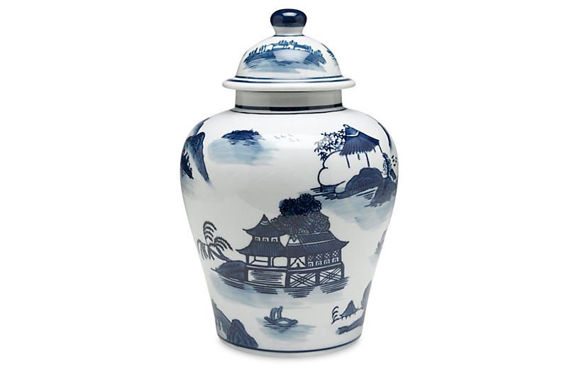 10" Lavieille Ginger Jar, Blue/White | One Kings Lane