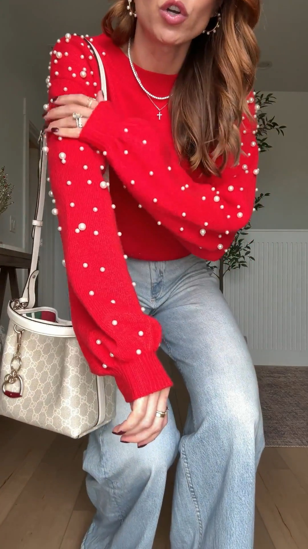 My #ootd! Love this pearl sweater from Amazon in size small. Would be so cute for NYE! Rag&Bone Miramar ankle jeans in 23 (you have to size down 1 in these!!). Gucci bucket bag. Gift ideas for her. Neutral leopard ballet flats. 

*Ankle length is full length on me and I am 5’3. Also linking the full length if you are taller!

#LTKootd #LTKHoliday #LTKPetite