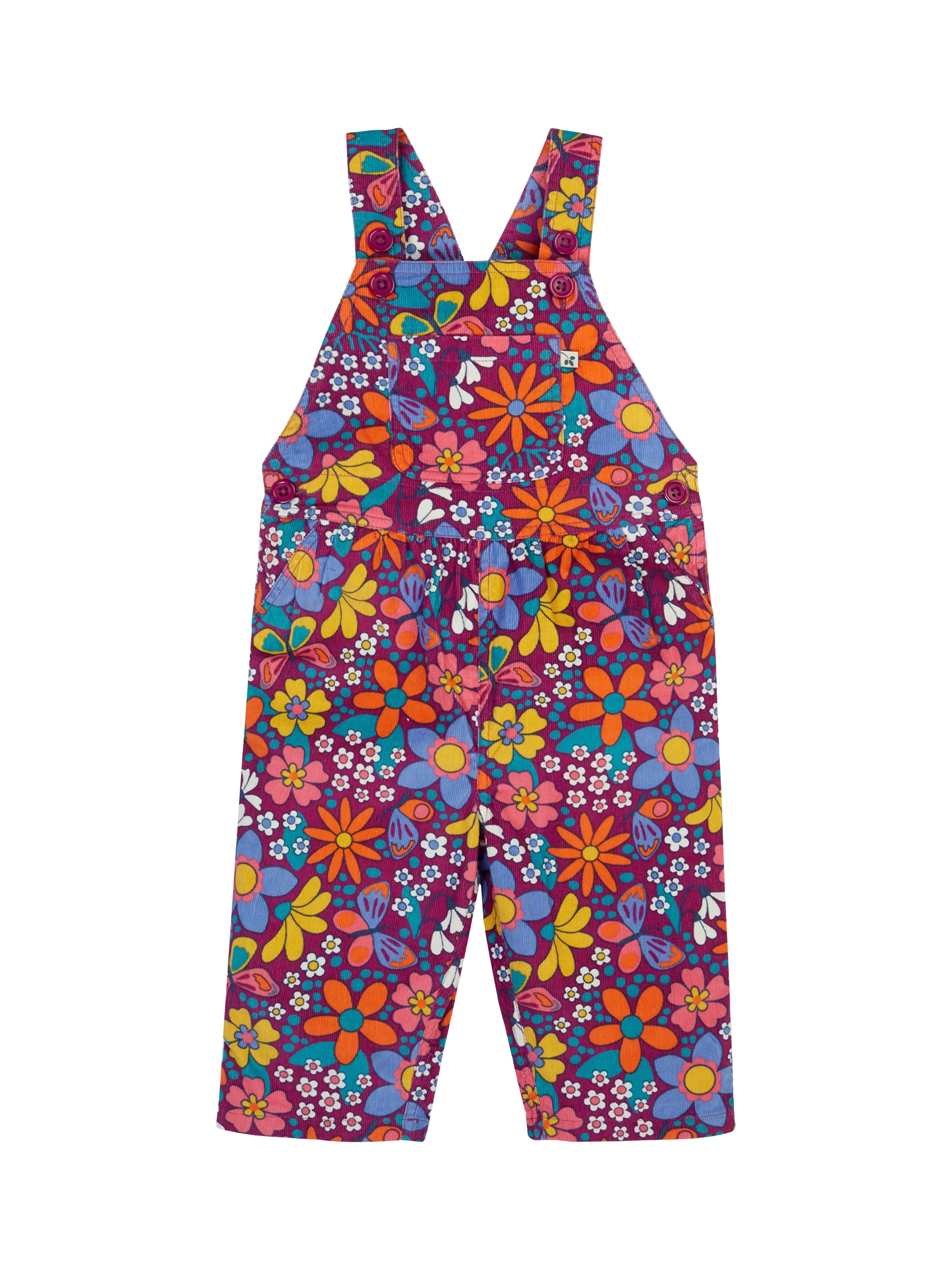 Frugi Kids' Elspeth Corduroy Printed Dungarees, Retro Floral | John Lewis (UK)
