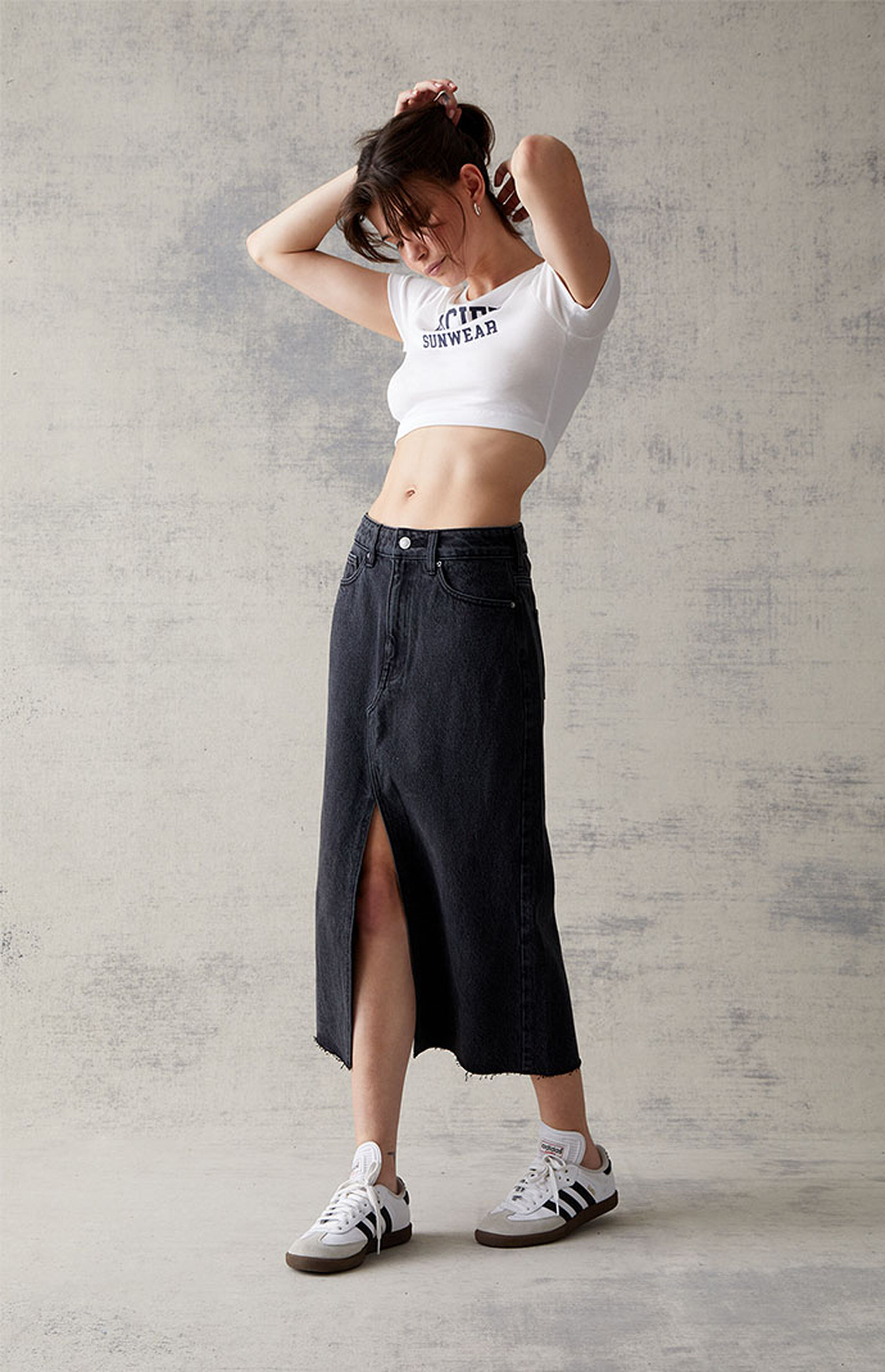 PacSun Black Denim Midi Skirt | PacSun