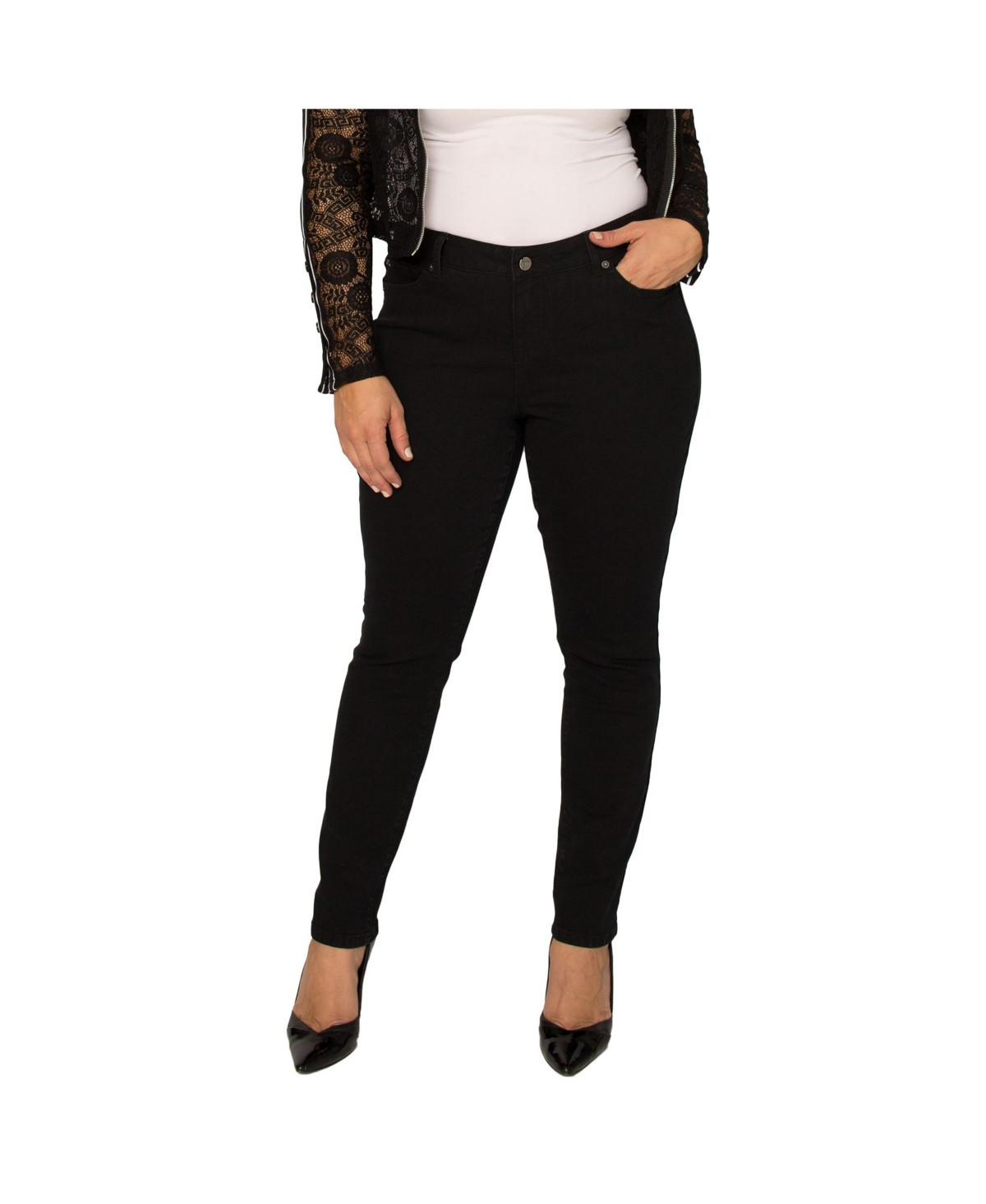Standards & Practices Plus Size Basic 5-Pocket Style Skinny Jean - Over dye black | Macy's