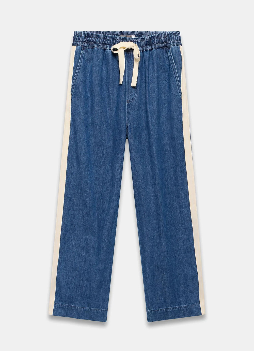 Indigo Tie Waist Side Stripe Wide Jeans | Mint Velvet