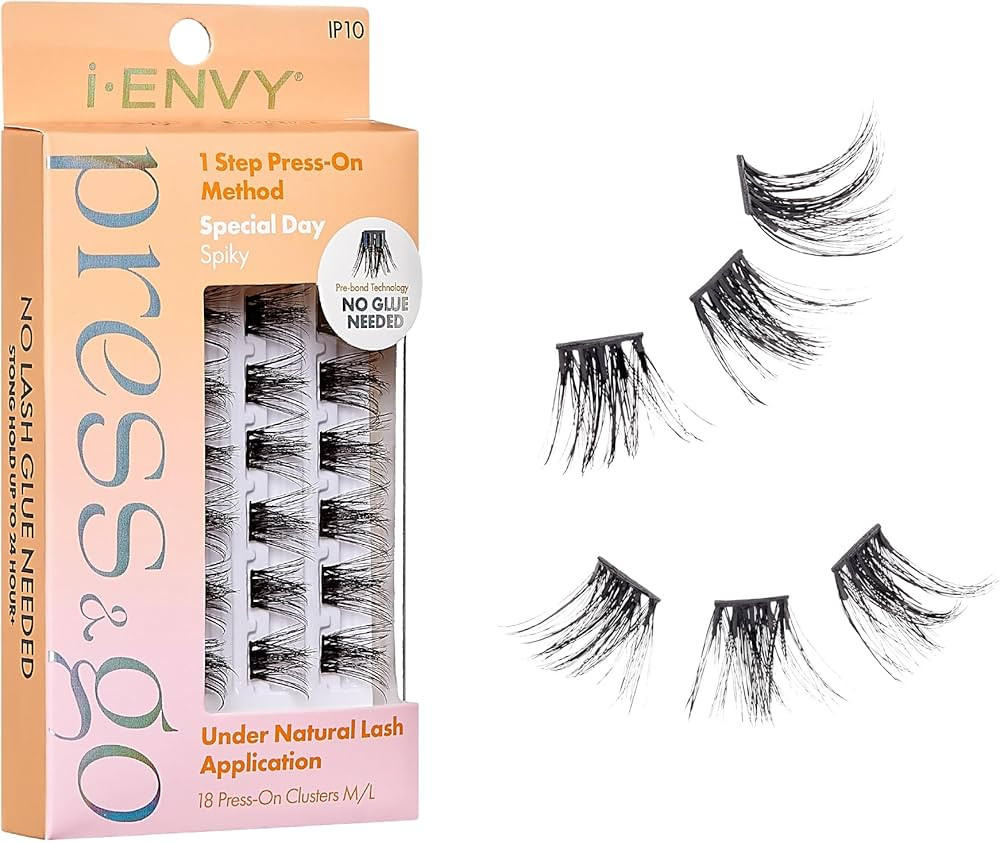 i-ENVY Press&Go Self Adhesive Eyelashes, Reusable False Eyelash Clusters, No Glue Needed, 1 Step ... | Amazon (US)
