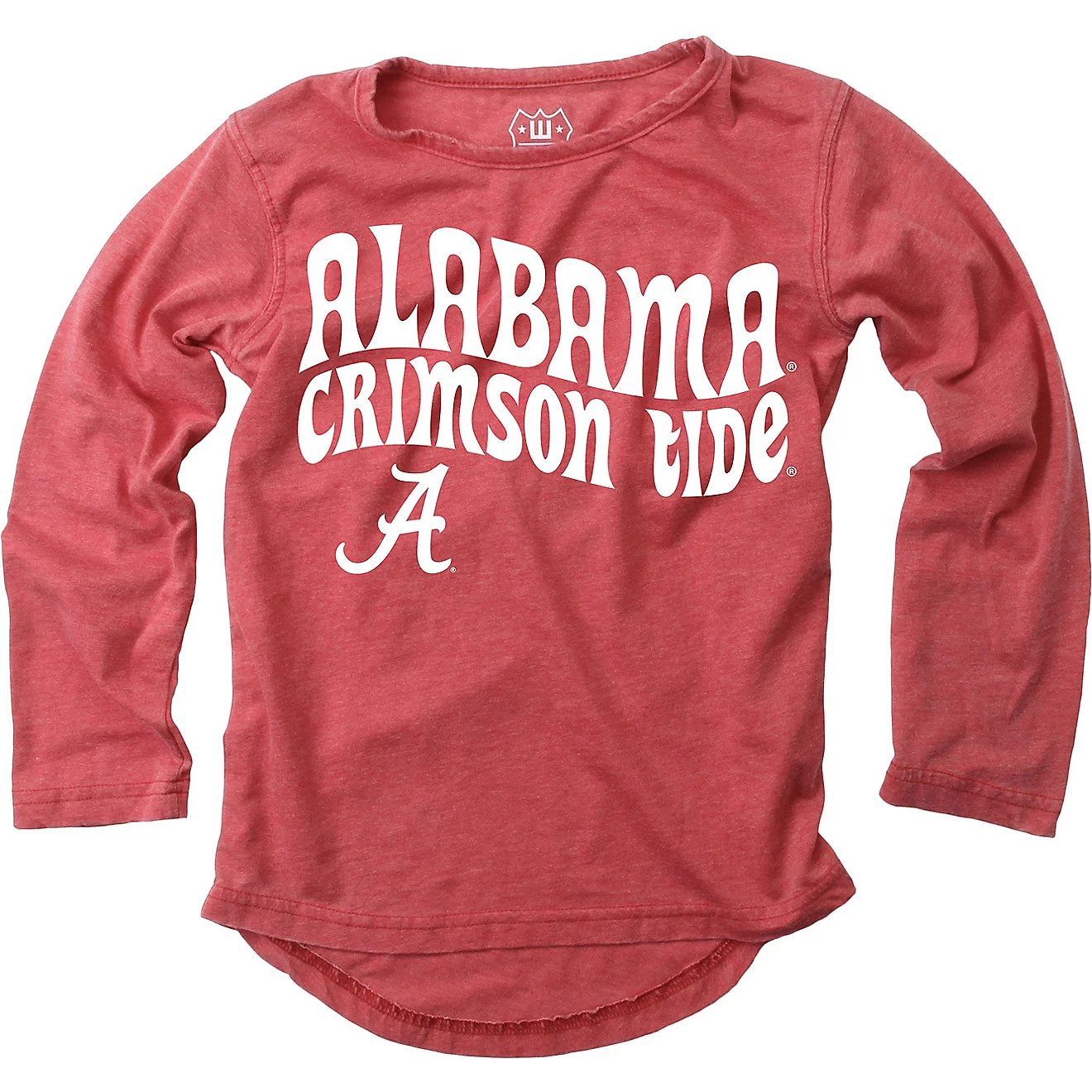 Wes and Willy Girls' University of Alabama Retro Hippy High-Low Burn Out Long Sleeve T-shirt | Ac... | Academy Sports + Outdoors