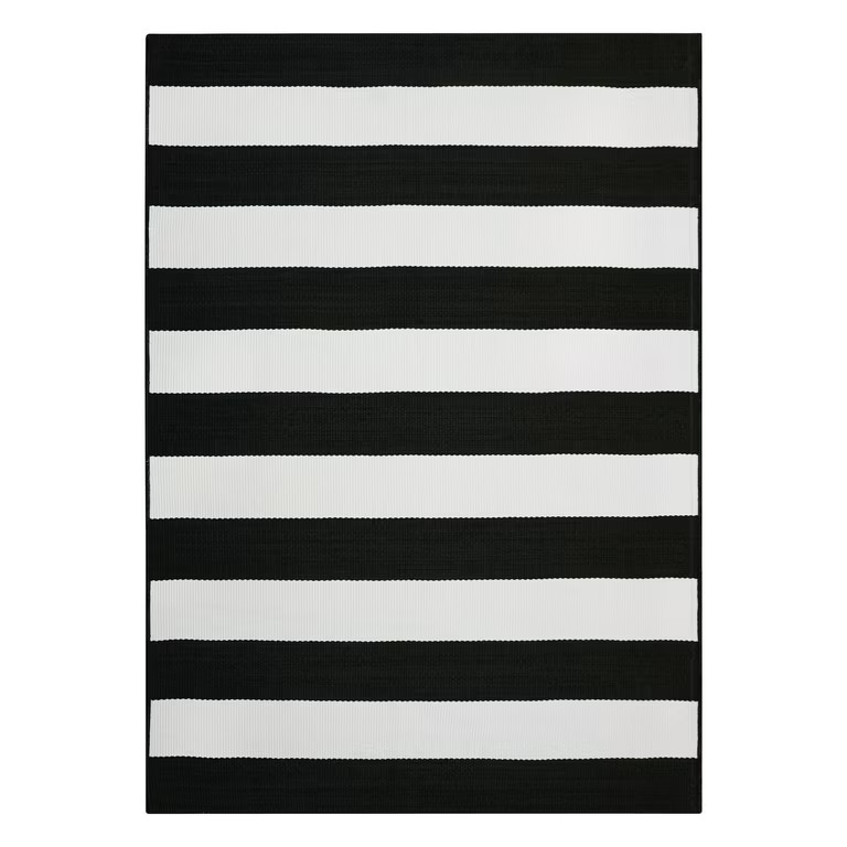 Better Homes & Gardens Ibiza Stripe Black and White Woven Outdoor Rug, 5 x 7 | Walmart (US)