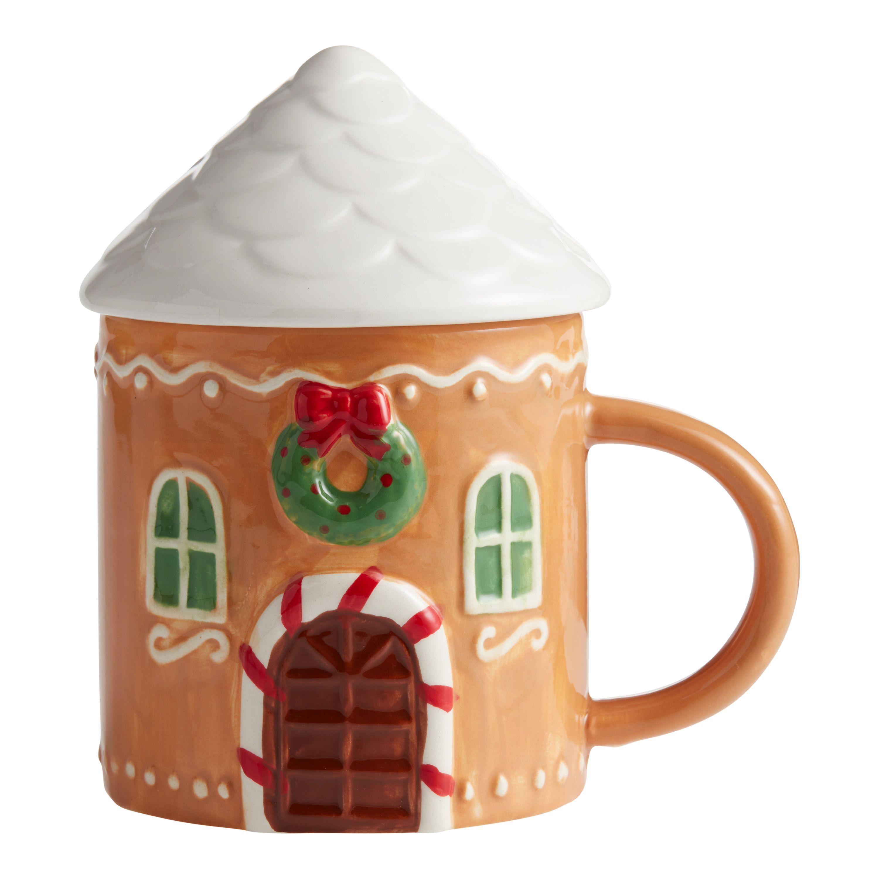 Gingerbread House Figural Lidded Ceramic Mug | World Market