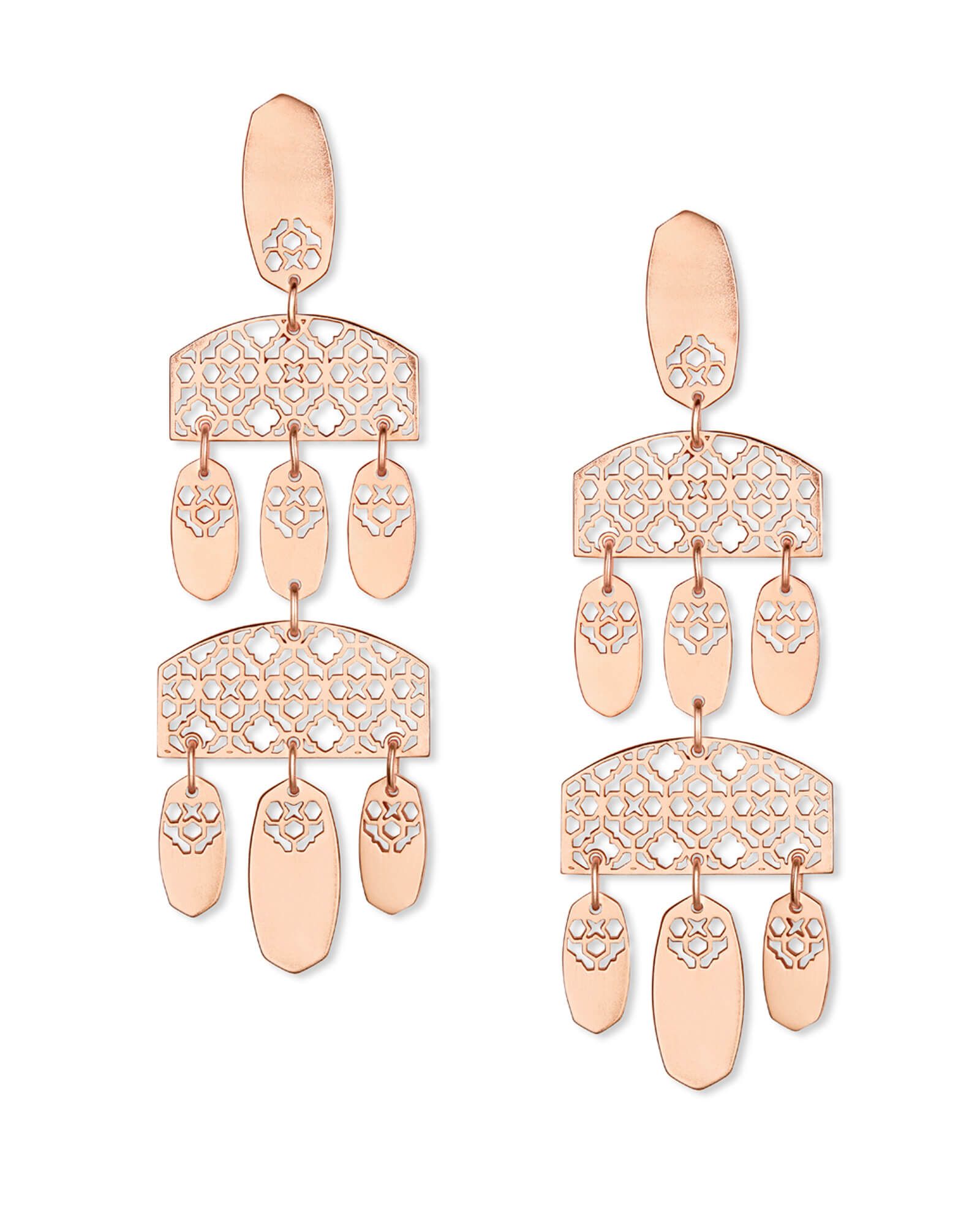 Emmet Rose Gold Statement Earrings in Rose Gold Filigree | Kendra Scott