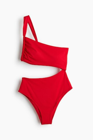 H & M - One-Shoulder Cutout Swimsuit - Bright Red | H&M (US + CA)