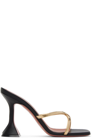 Black Henson Cross Slipper Heeled Sandals | SSENSE
