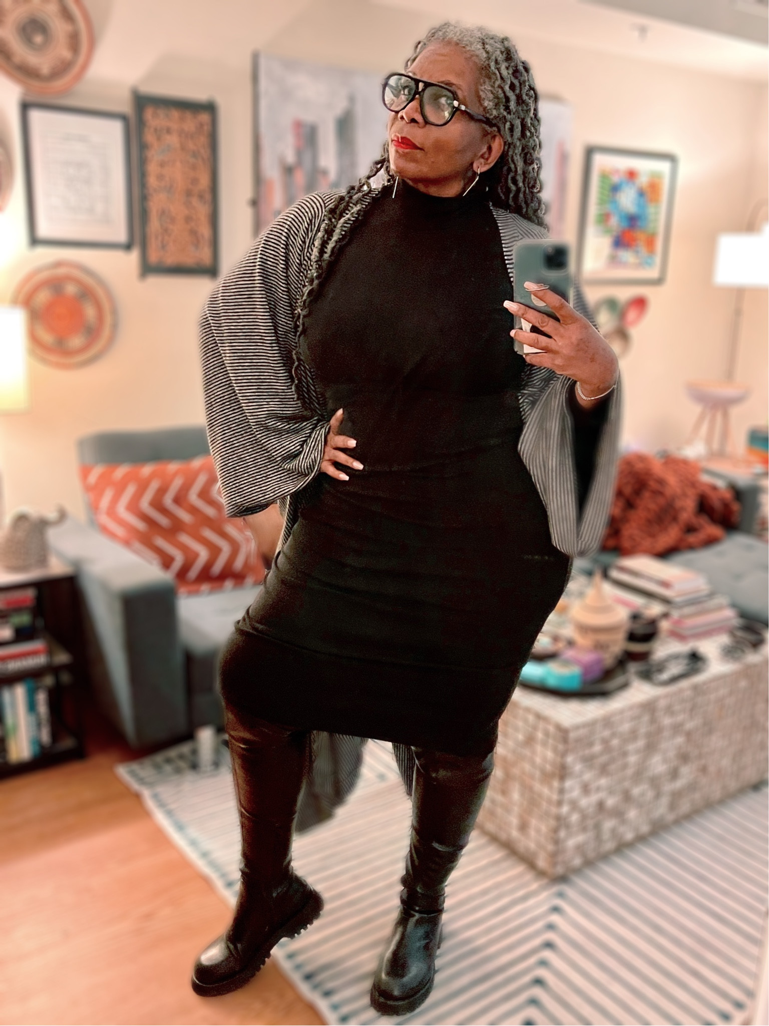 Aight so boom: you’ve gotta get this kimono directly from @ovonion on IG.  I know…I know… you thought it would be linked here.  She’s an independent black-owned brand, so you have to get it directly from her.  Trust me - you want this exact kimono.  It’s knit, yet lightweight - perfect to throw on for transitional fall weather and great for travel.  It’s also great belted as a wrap dress.  Everything else pictured (turtleneck dress, boots, accessories, etc) is linked.  But the 👘 is the star here! 

#LTKstyletip #LTKtravel #LTKplussize