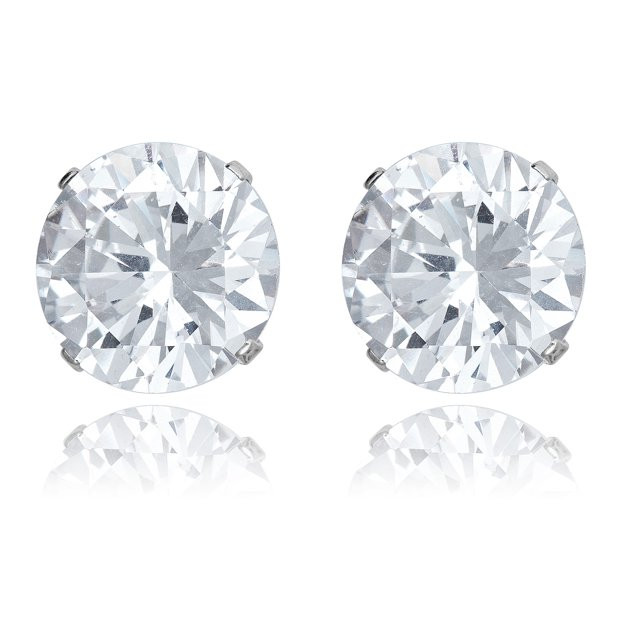 AVORA 925 Sterling Silver Round Simulated Diamond CZ Large Stud Earrings | Walmart (US)