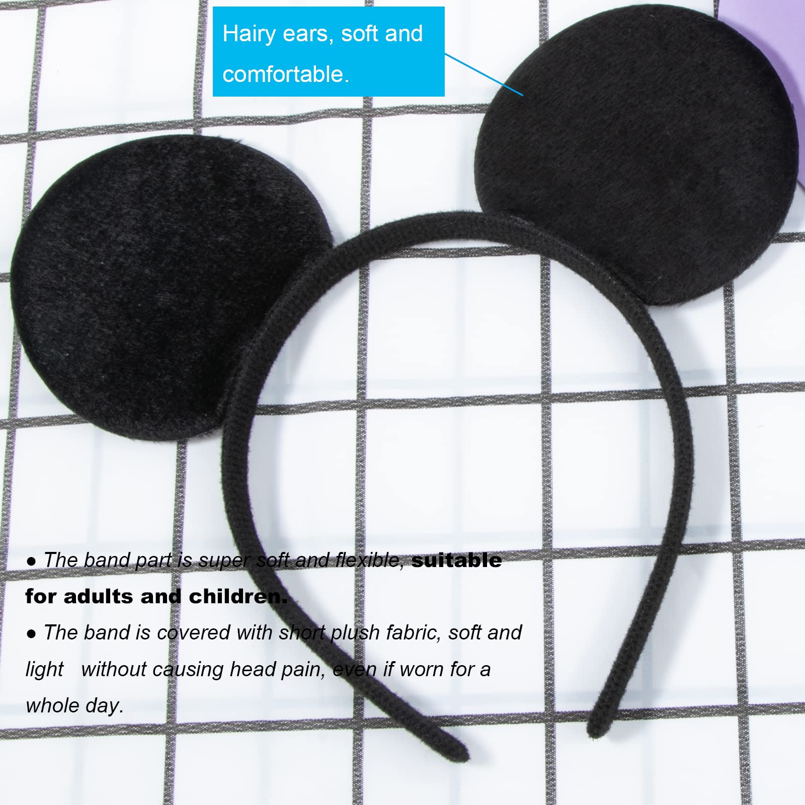 CHuangQi Mouse Ears Headband (Set of 2), Solid Black Ears for Boy & Girl Birthday Party, Party Fa... | Amazon (US)