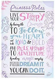 Disney Princess House Rules Canvas Quote Wall Art Decor Poster | 16x24 Movie Room Posters & Artwo... | Amazon (US)
